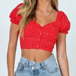 Princess Polly Crop Blouse | Color: Red | Size: 2